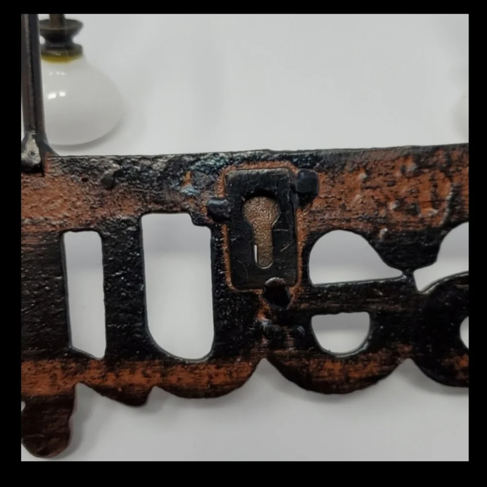 Vintage Cast Iron HAPPINESS Coat Rack
